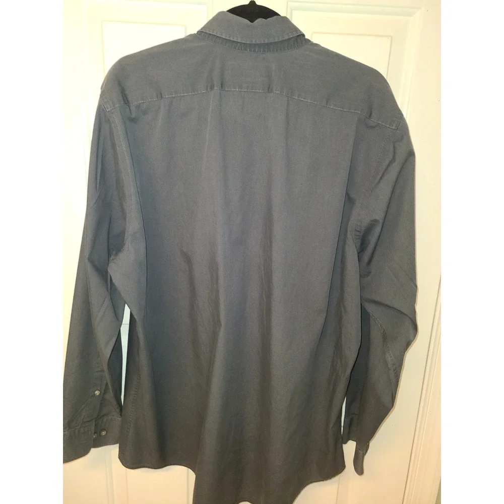 Banana Republic Mens Long Sleeve Collared Shirt Charcoal Gray XL Preppy‎ Classic